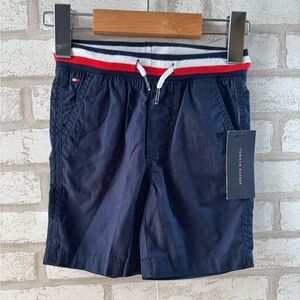 NWT Tommy Hilfiger Boy's Blue Woven Shorts With‎ Knit Waistband Size 2T